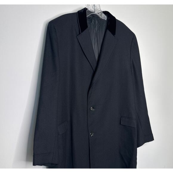 Vintage 1960's Darby Fashion for Rogers Black Wool Overcoat Velvet Collar large - Picture 5 of 14
